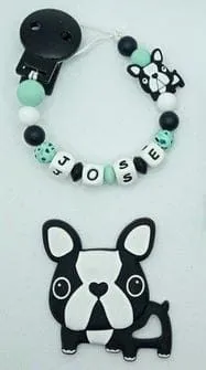 Chupetero Personalizado Perro Bulldog+Mordedor