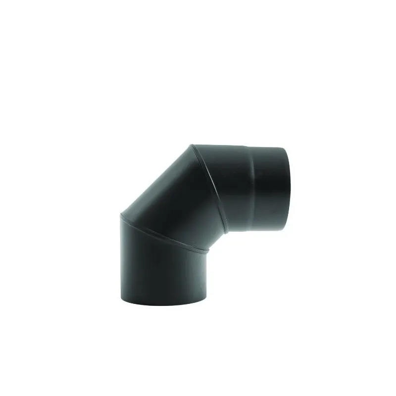 Codo a 90º esmaltado negro de simple pared para chimenea