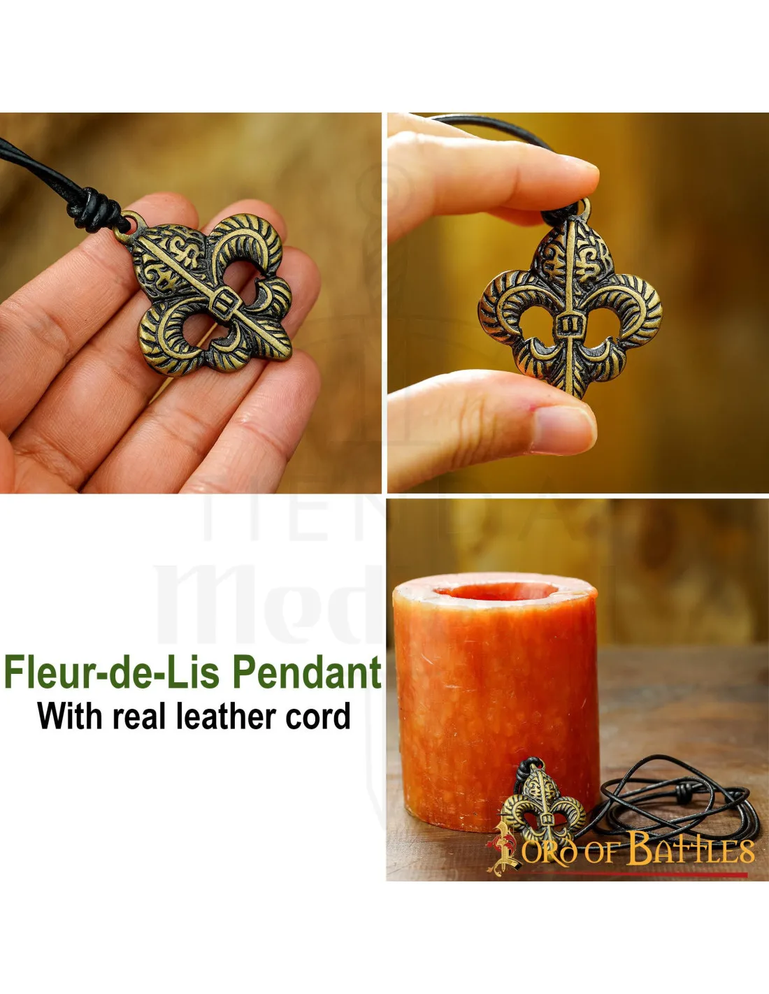 Colgante medieval flor de lis en latón