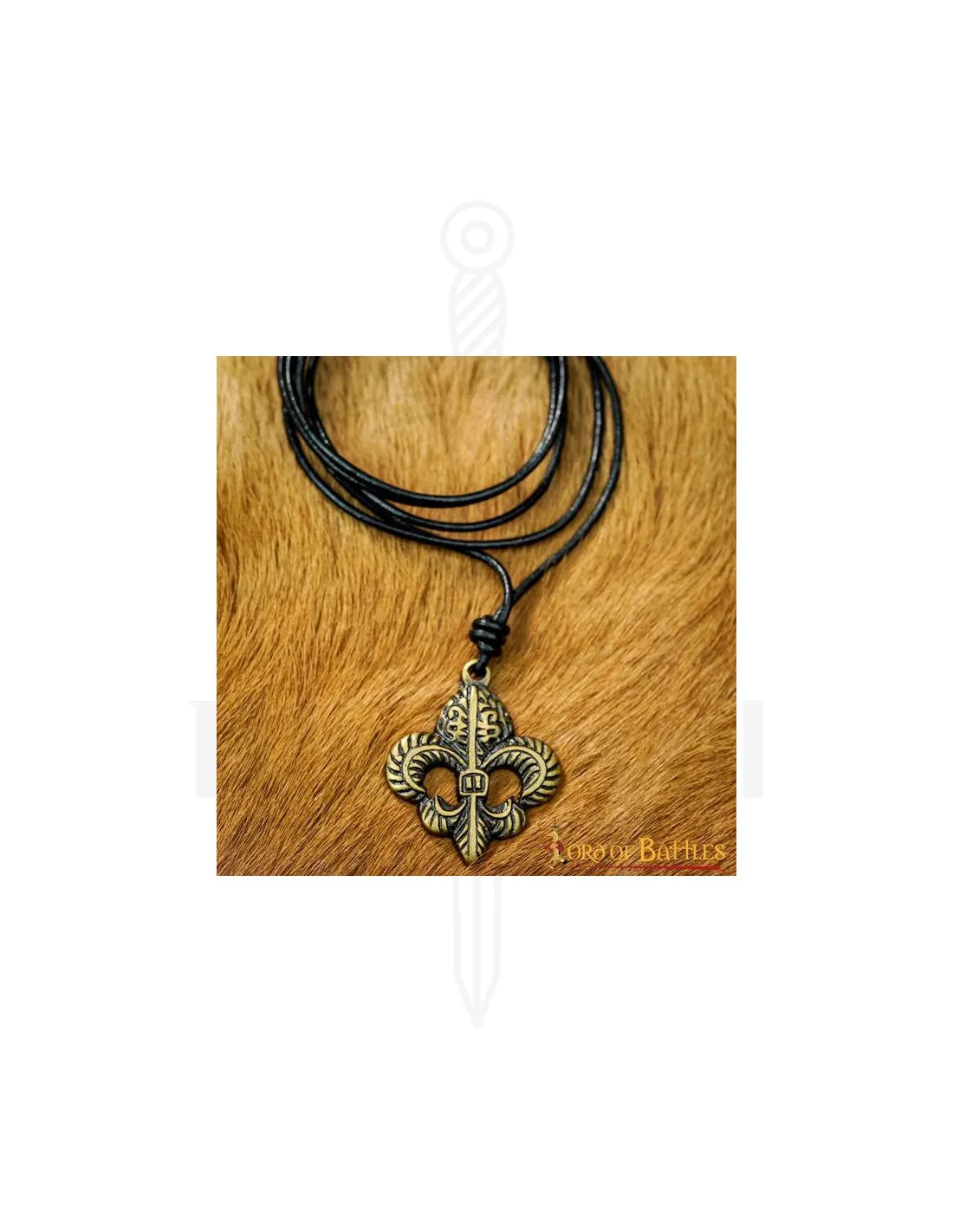 Colgante medieval flor de lis en latón
