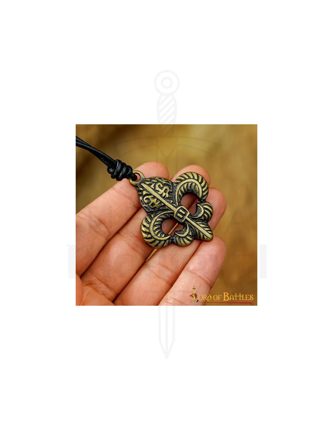 Colgante medieval flor de lis en latón