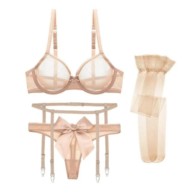 Conjunto de lencería de malla con medias Amelie