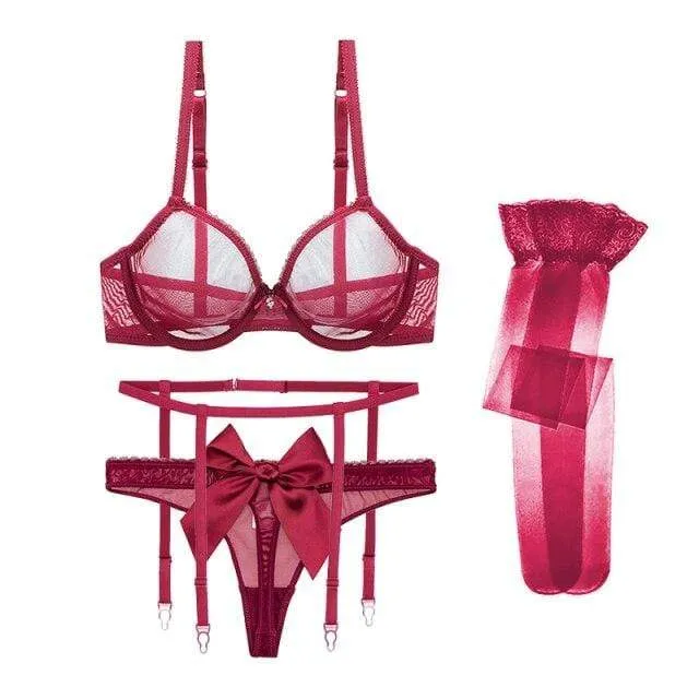 Conjunto de lencería de malla con medias Amelie