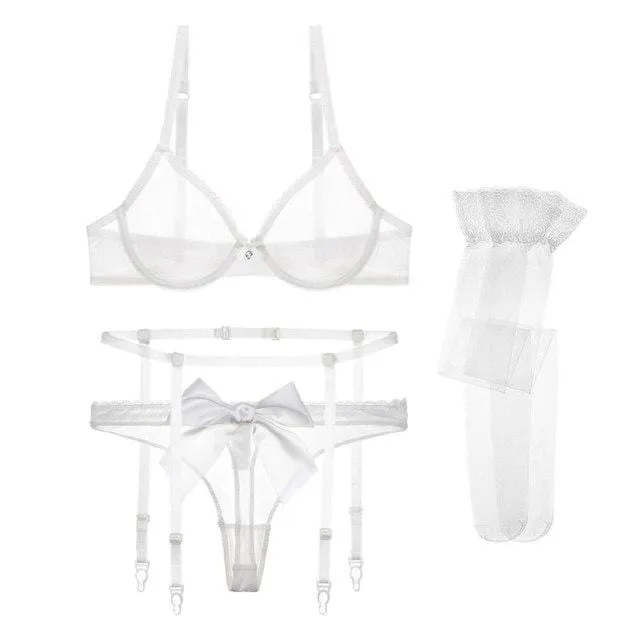 Conjunto de lencería de malla con medias Amelie