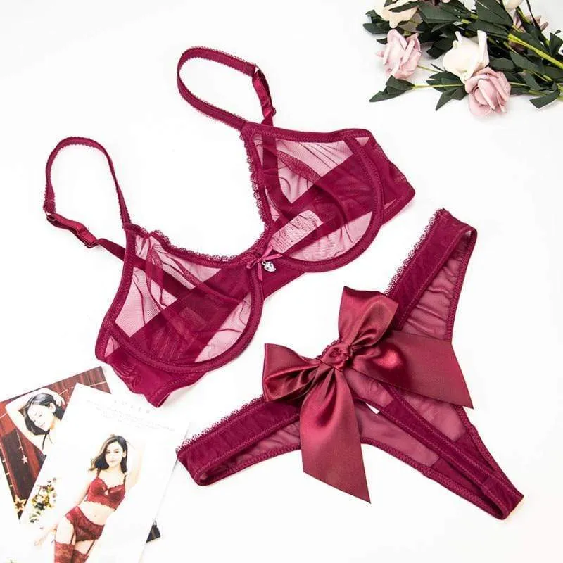 Conjunto de lencería de malla con medias Amelie