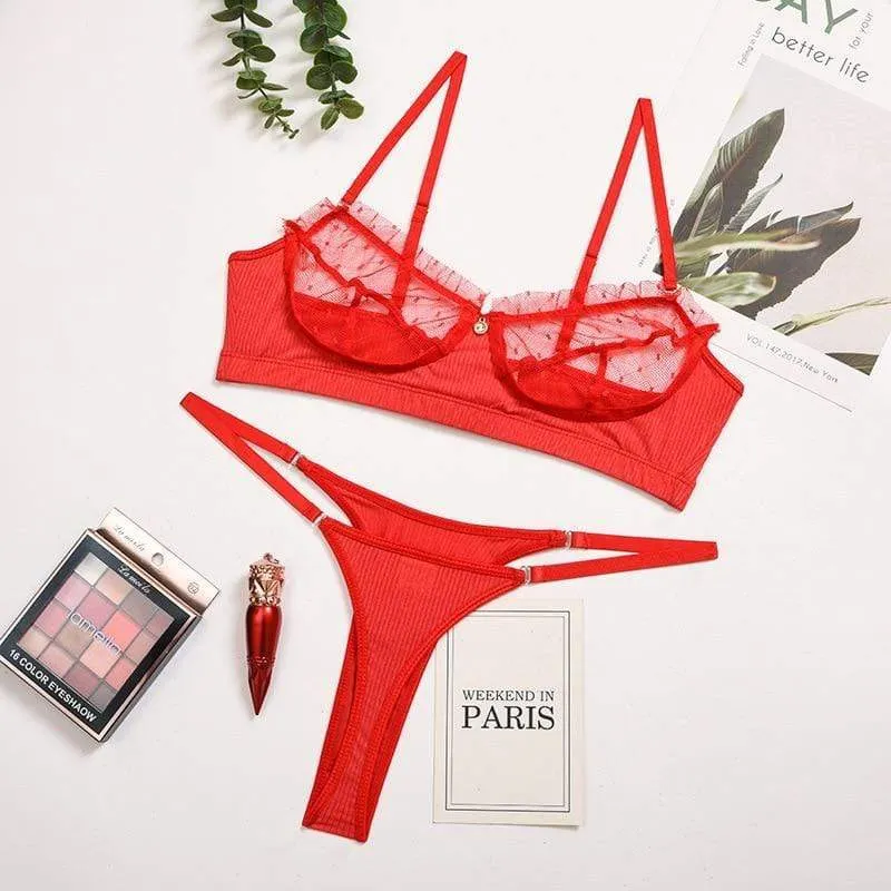Conjunto de lencería de malla Laurene