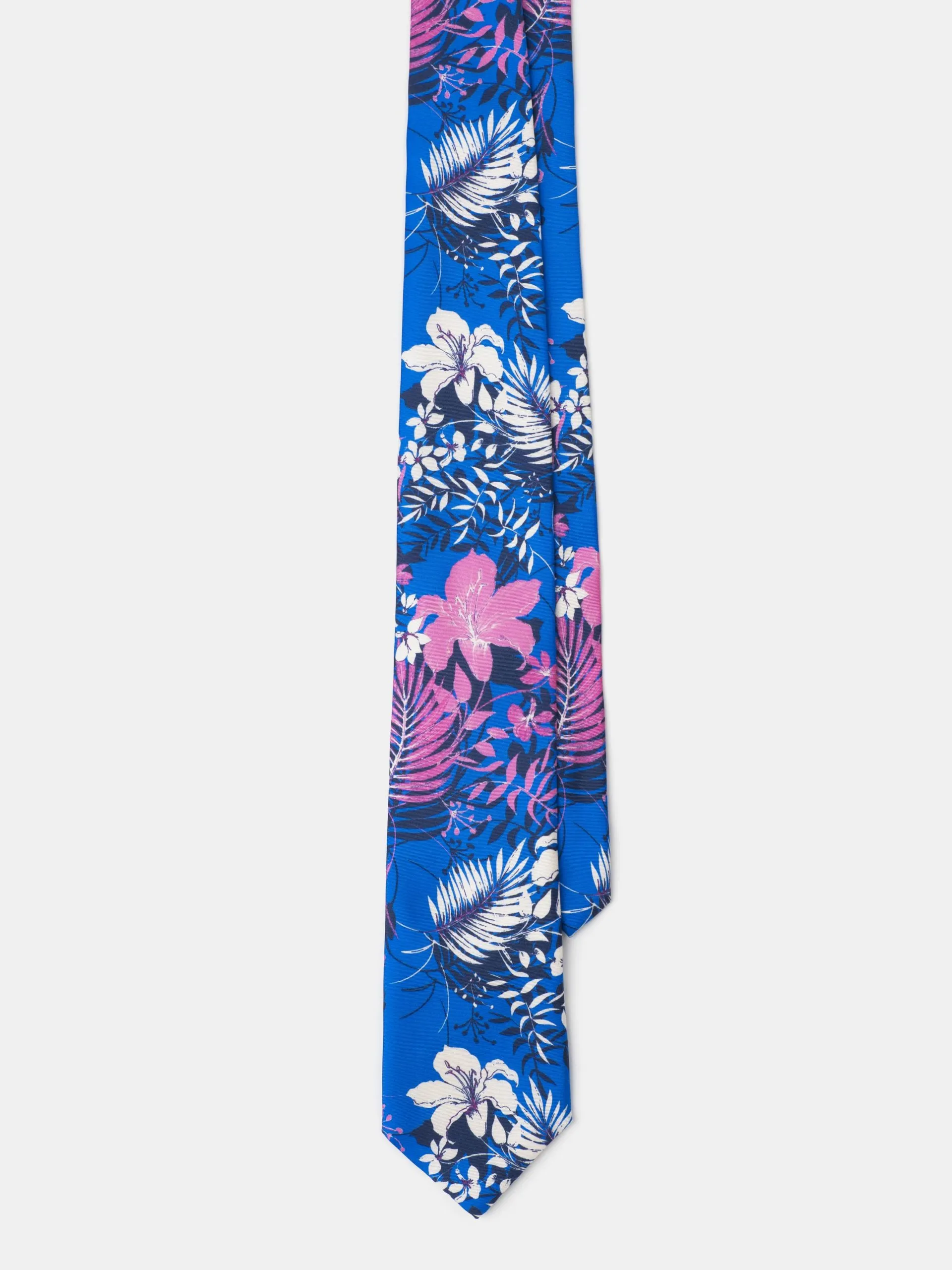 CORBATA SEDA ESTAMPADO TROPICAL AZULON