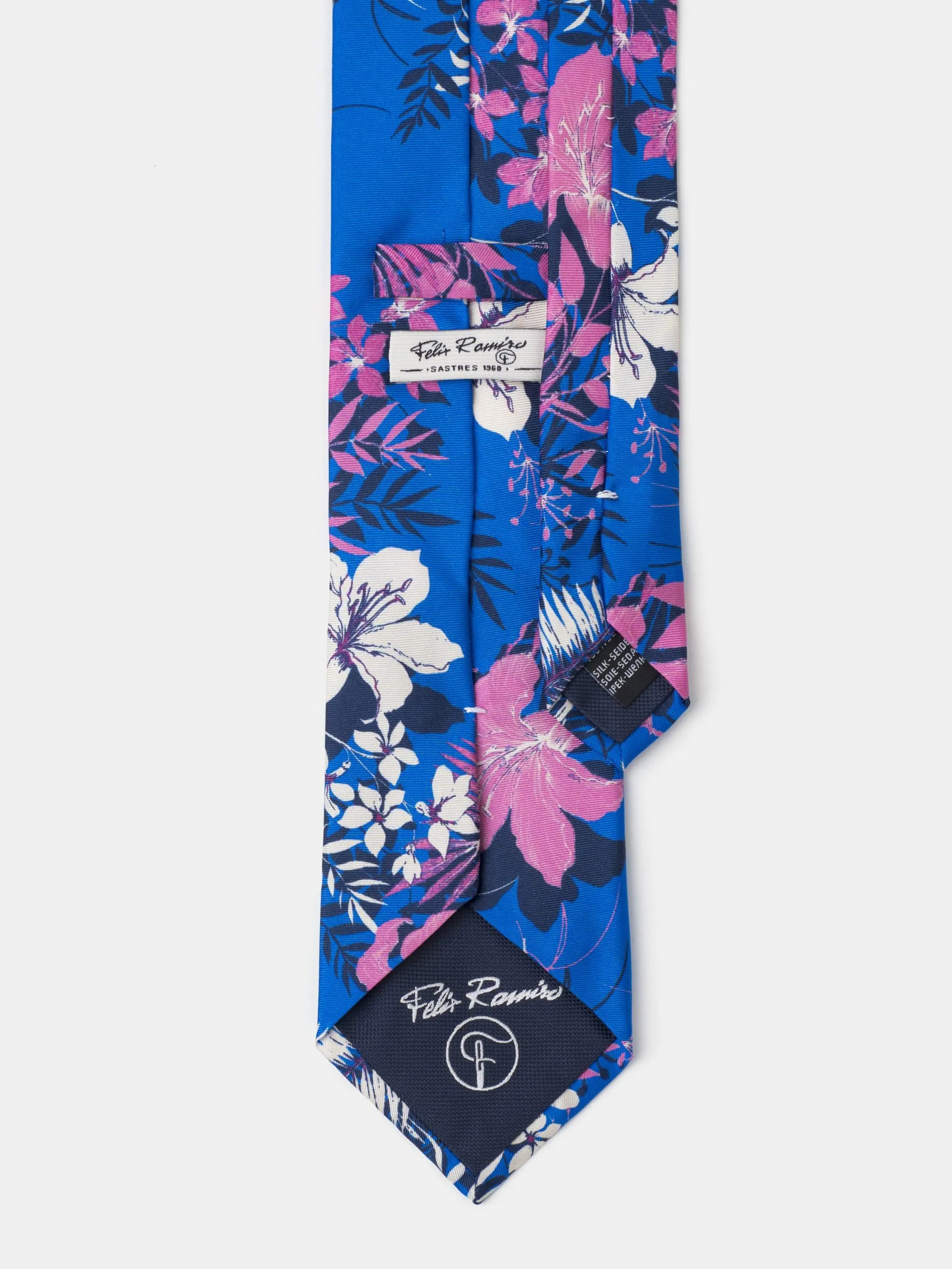 CORBATA SEDA ESTAMPADO TROPICAL AZULON