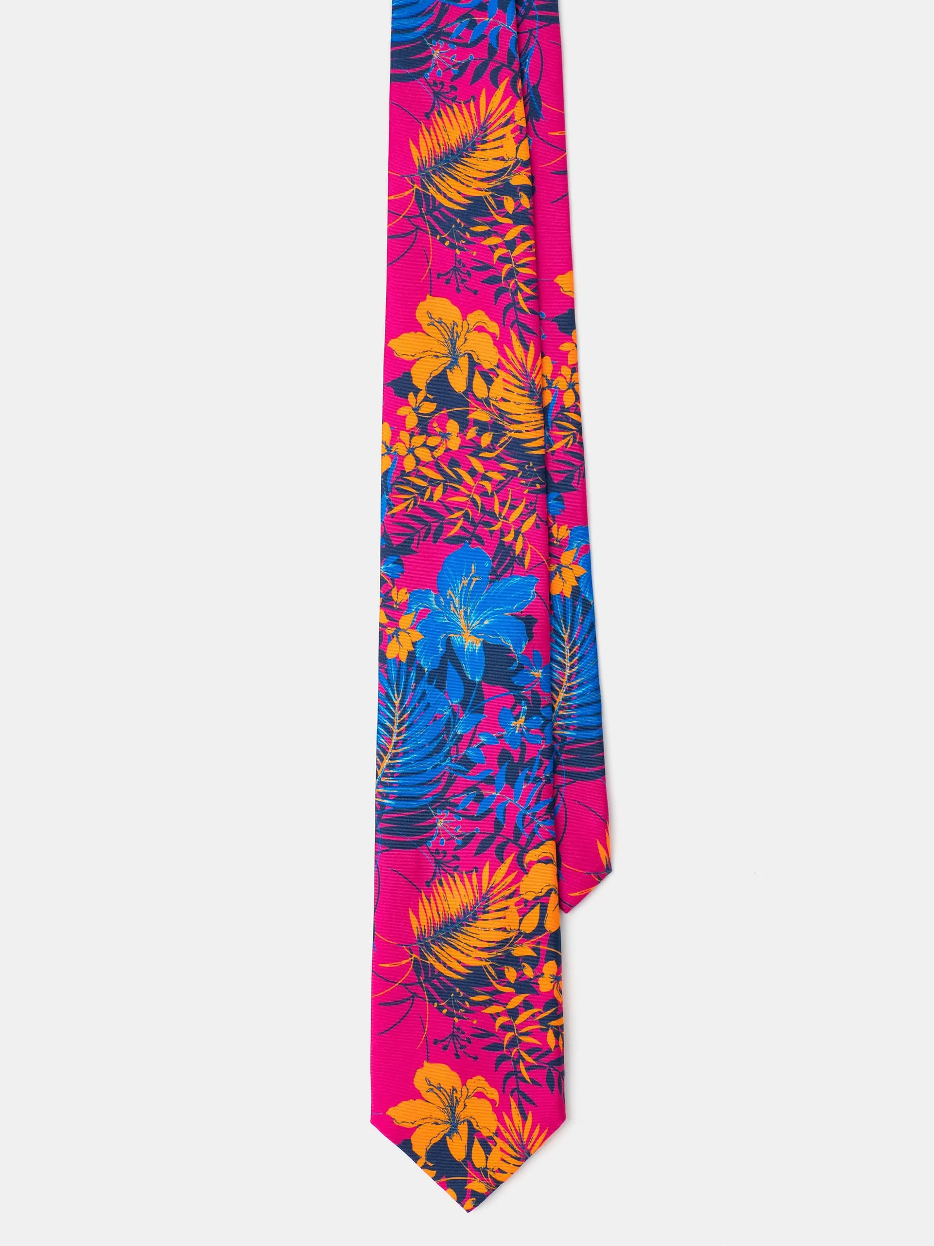 CORBATA SEDA ESTAMPADO TROPICAL FUCSIA