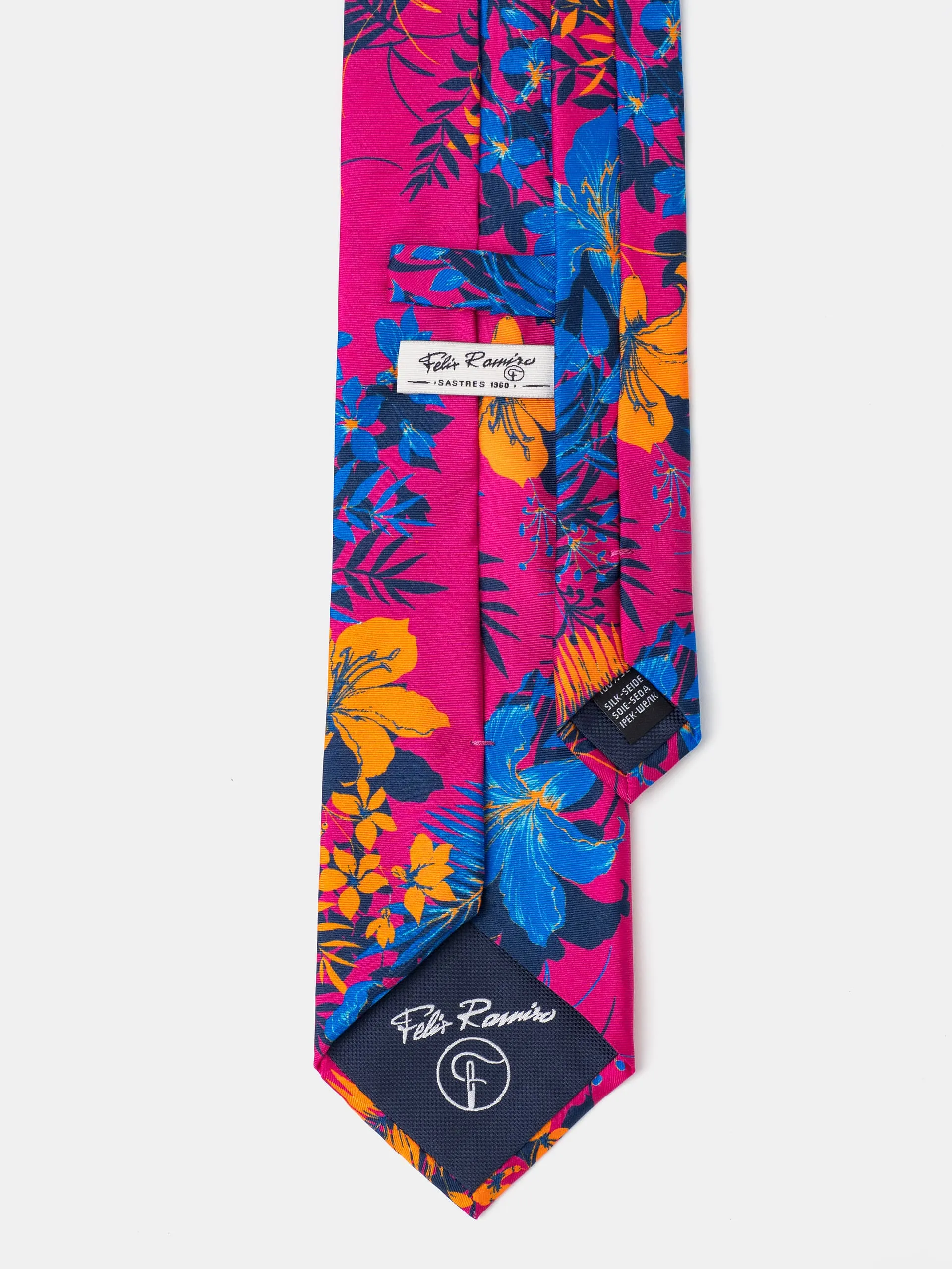 CORBATA SEDA ESTAMPADO TROPICAL FUCSIA
