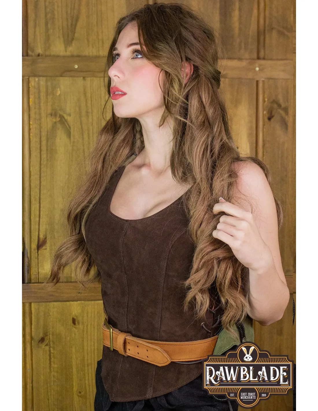 CORPIñO MEDIEVAL DE CUERO MODELO GRANADA  MARRóN