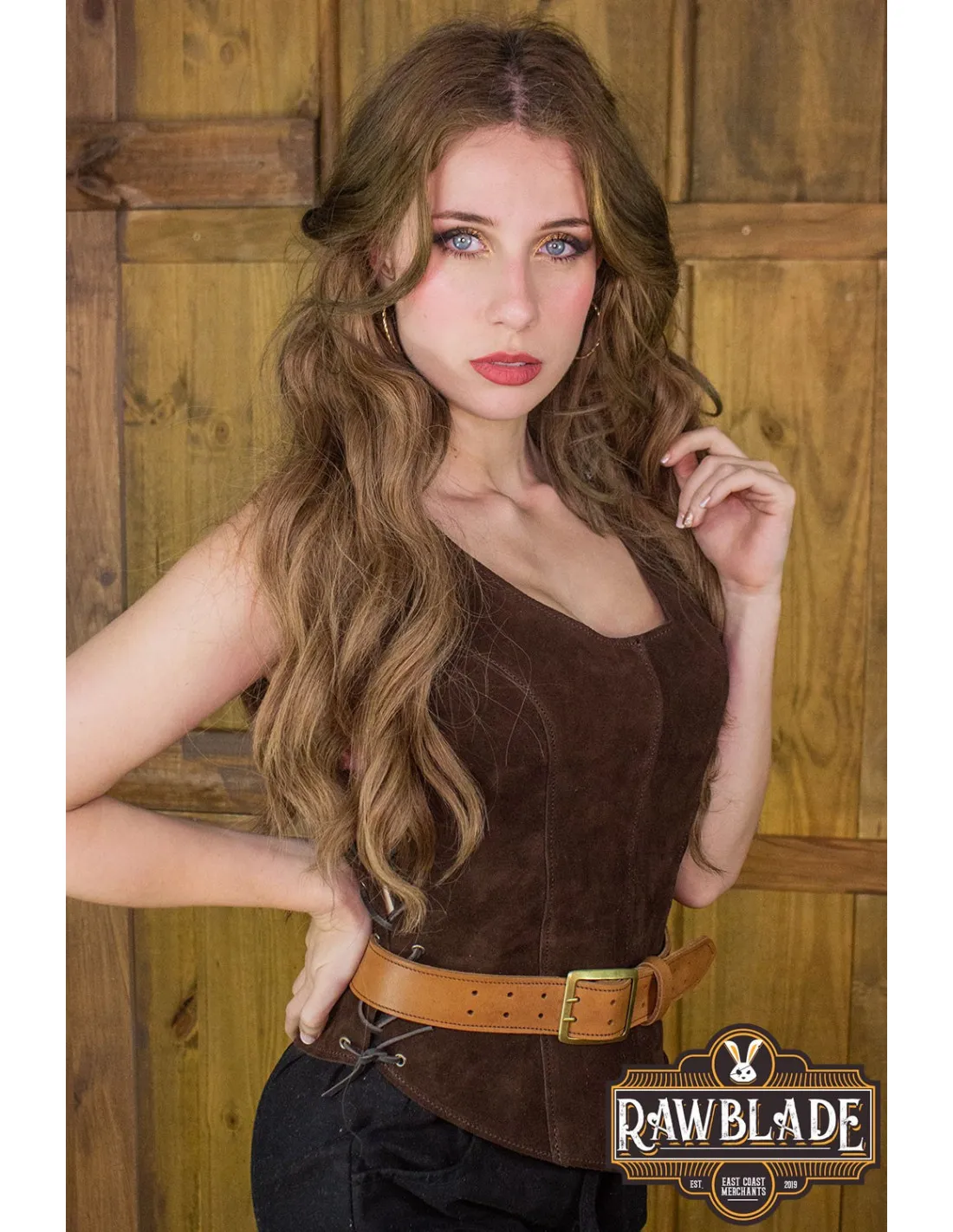 CORPIñO MEDIEVAL DE CUERO MODELO GRANADA  MARRóN