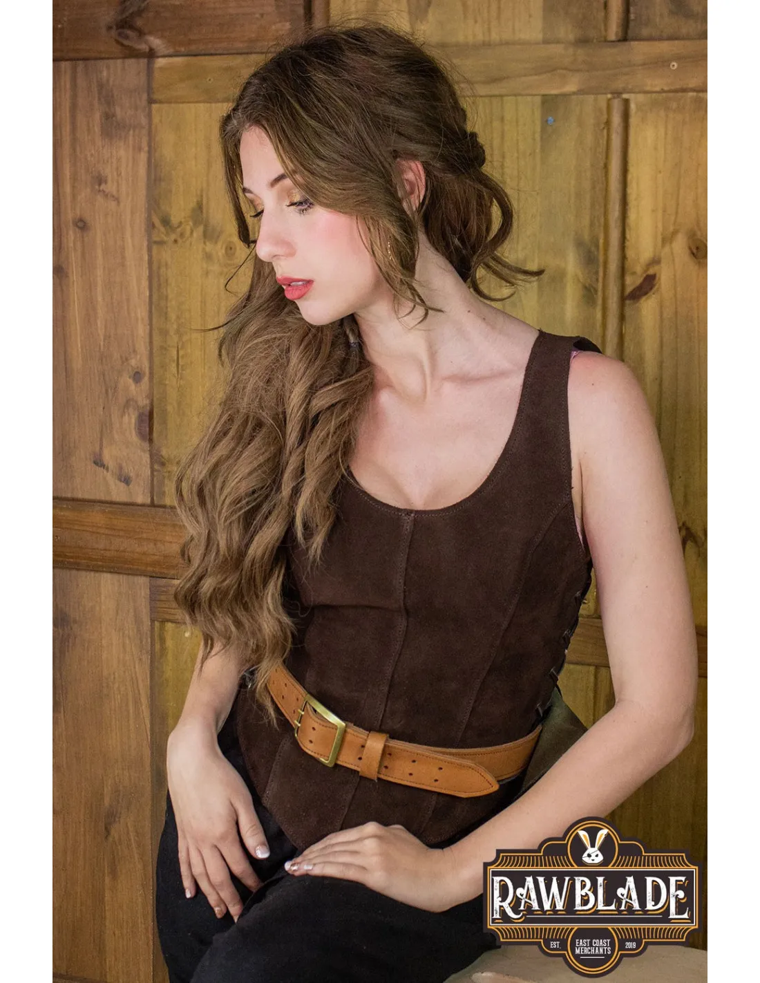 CORPIñO MEDIEVAL DE CUERO MODELO GRANADA  MARRóN