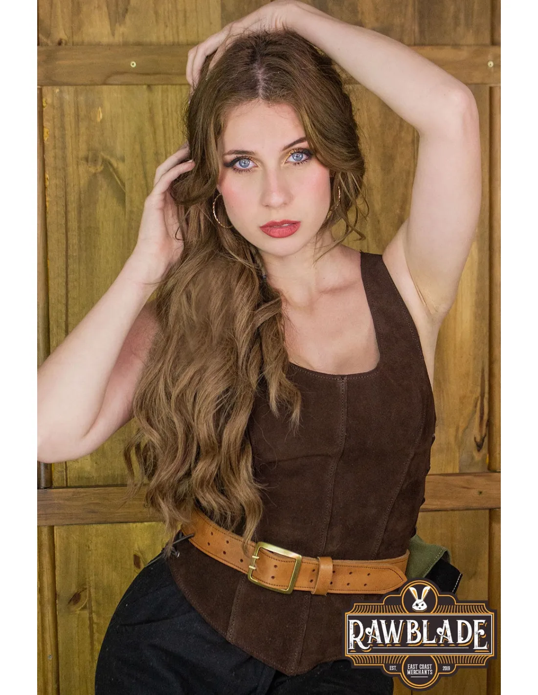 CORPIñO MEDIEVAL DE CUERO MODELO GRANADA  MARRóN