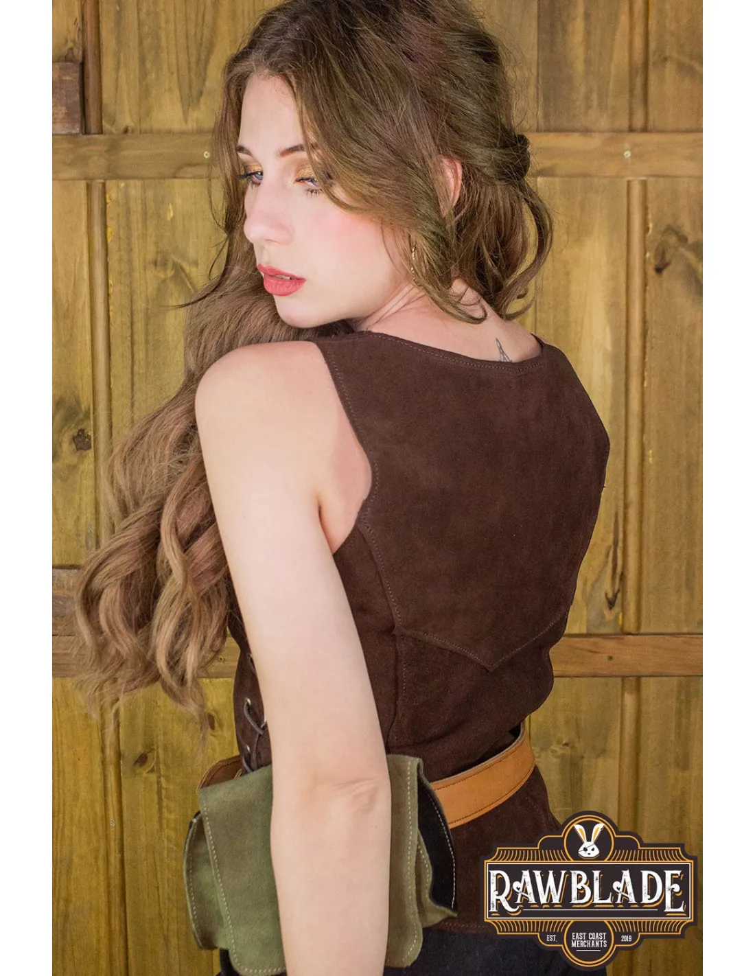 CORPIñO MEDIEVAL DE CUERO MODELO GRANADA  MARRóN