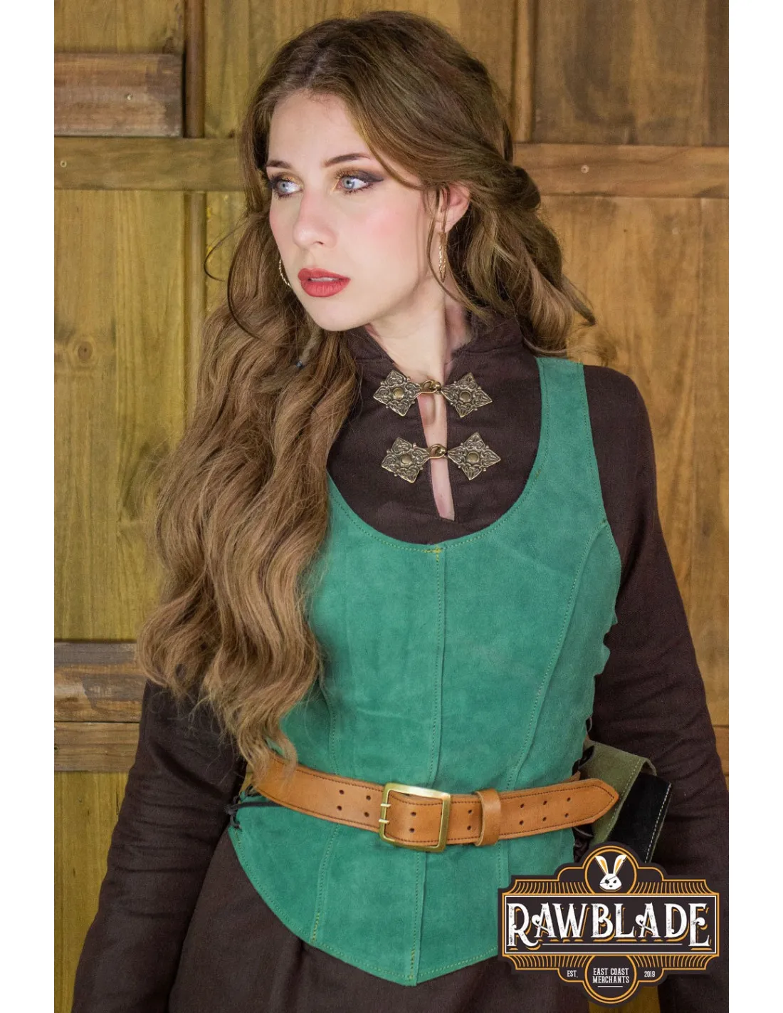 CORPIñO MEDIEVAL DE CUERO MODELO GRANADA  VERDE