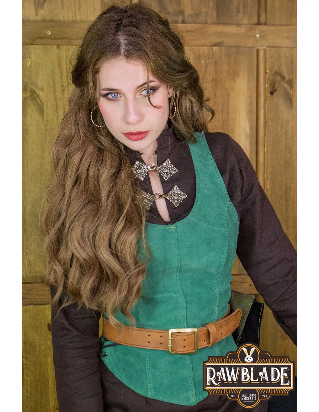 CORPIñO MEDIEVAL DE CUERO MODELO GRANADA  VERDE