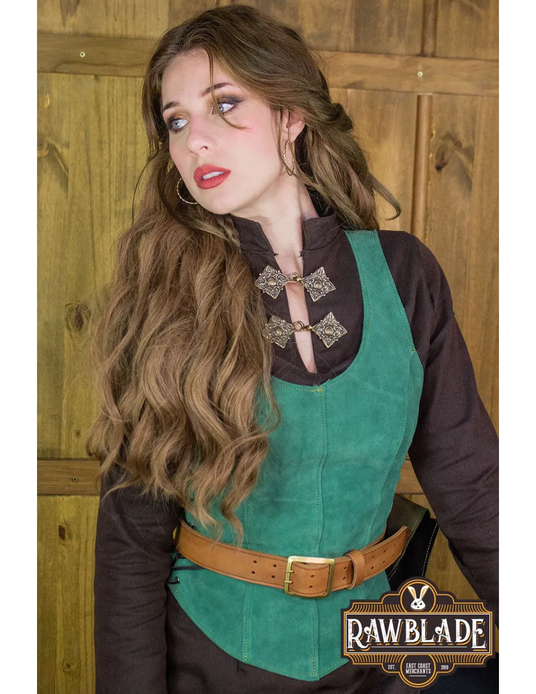 CORPIñO MEDIEVAL DE CUERO MODELO GRANADA  VERDE