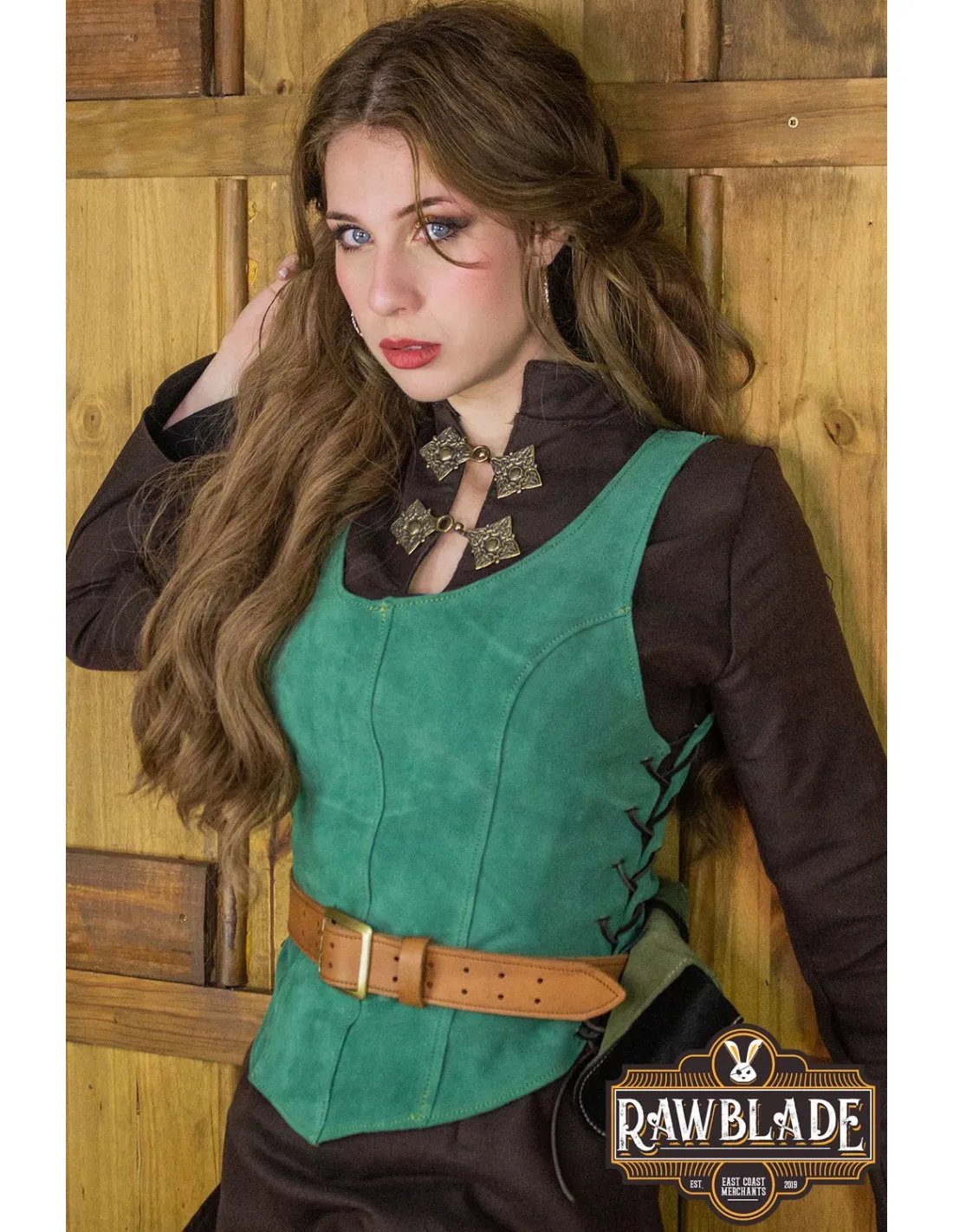 CORPIñO MEDIEVAL DE CUERO MODELO GRANADA  VERDE
