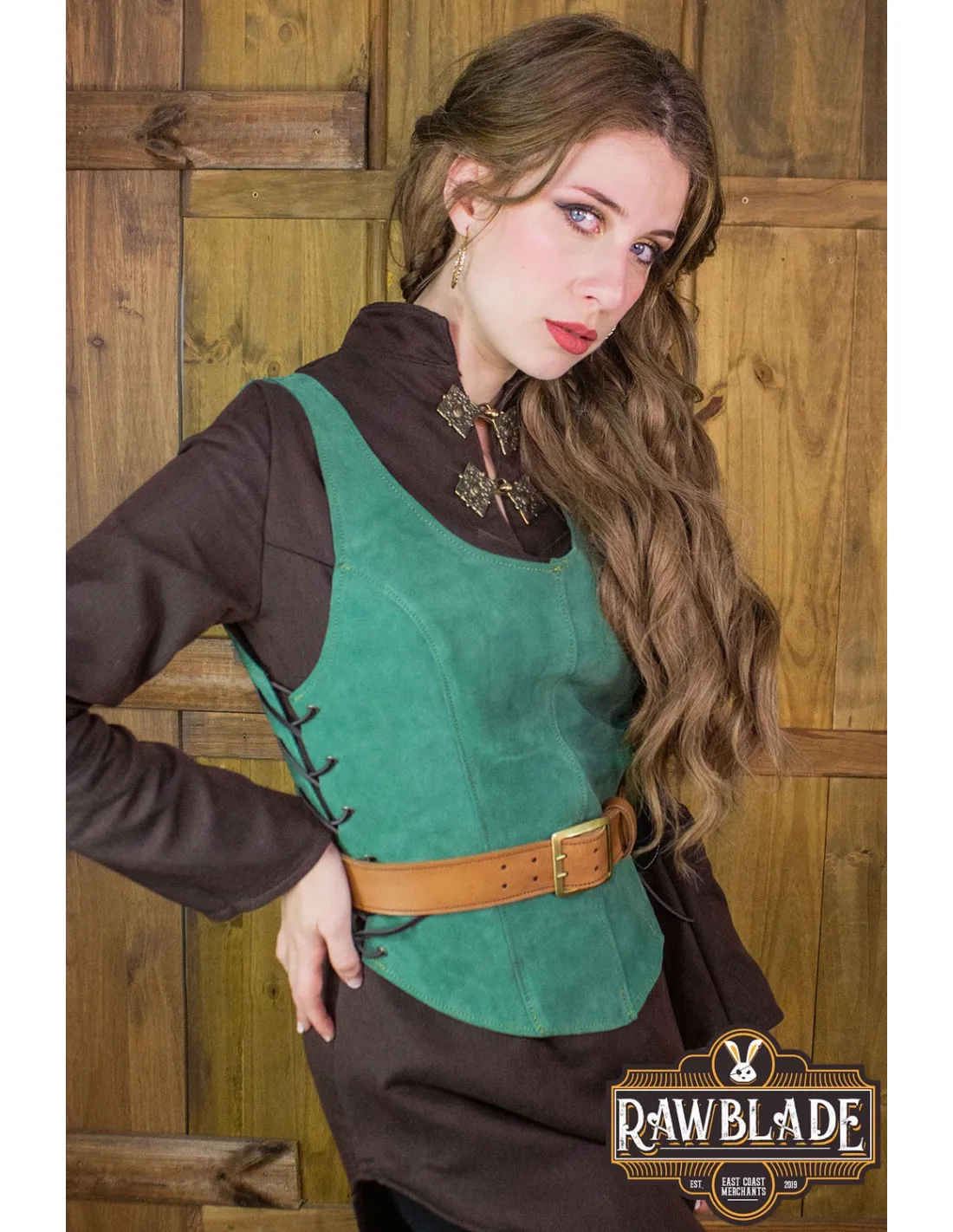 CORPIñO MEDIEVAL DE CUERO MODELO GRANADA  VERDE