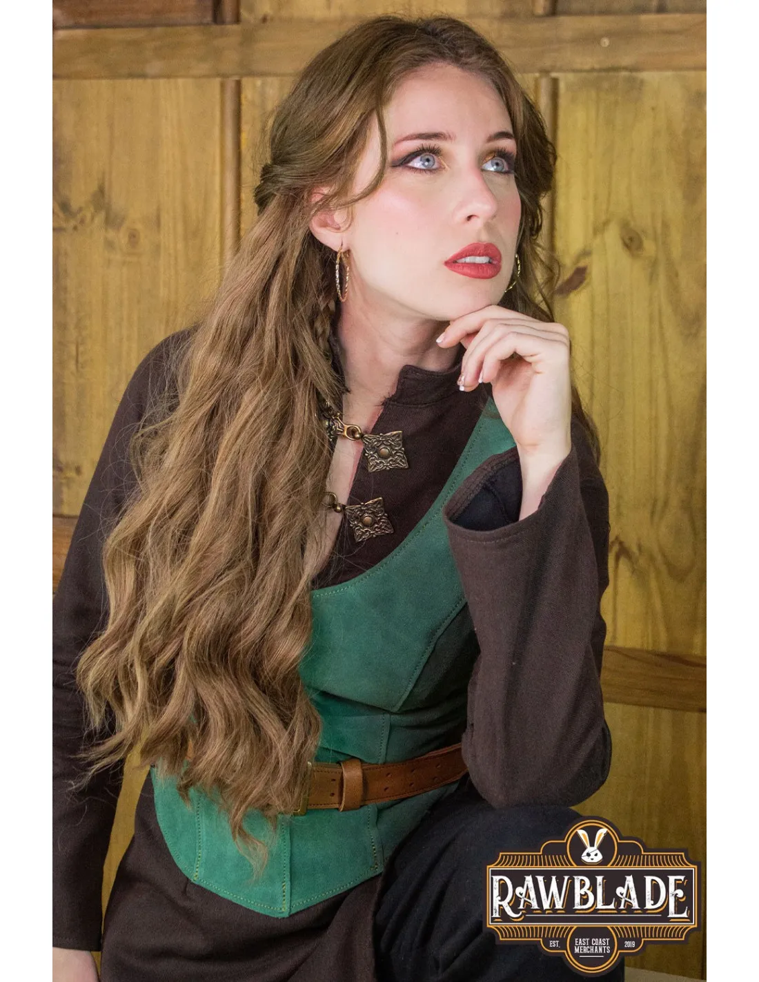 CORPIñO MEDIEVAL DE CUERO MODELO GRANADA  VERDE