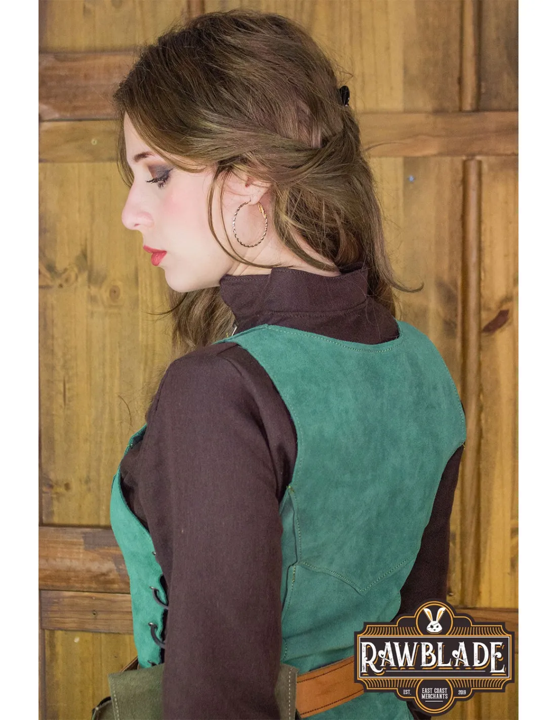CORPIñO MEDIEVAL DE CUERO MODELO GRANADA  VERDE