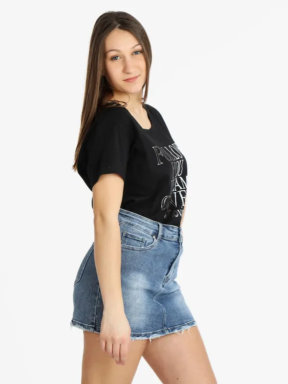 Coveri Moving Camiseta de mujer de algodón de manga corta con texto