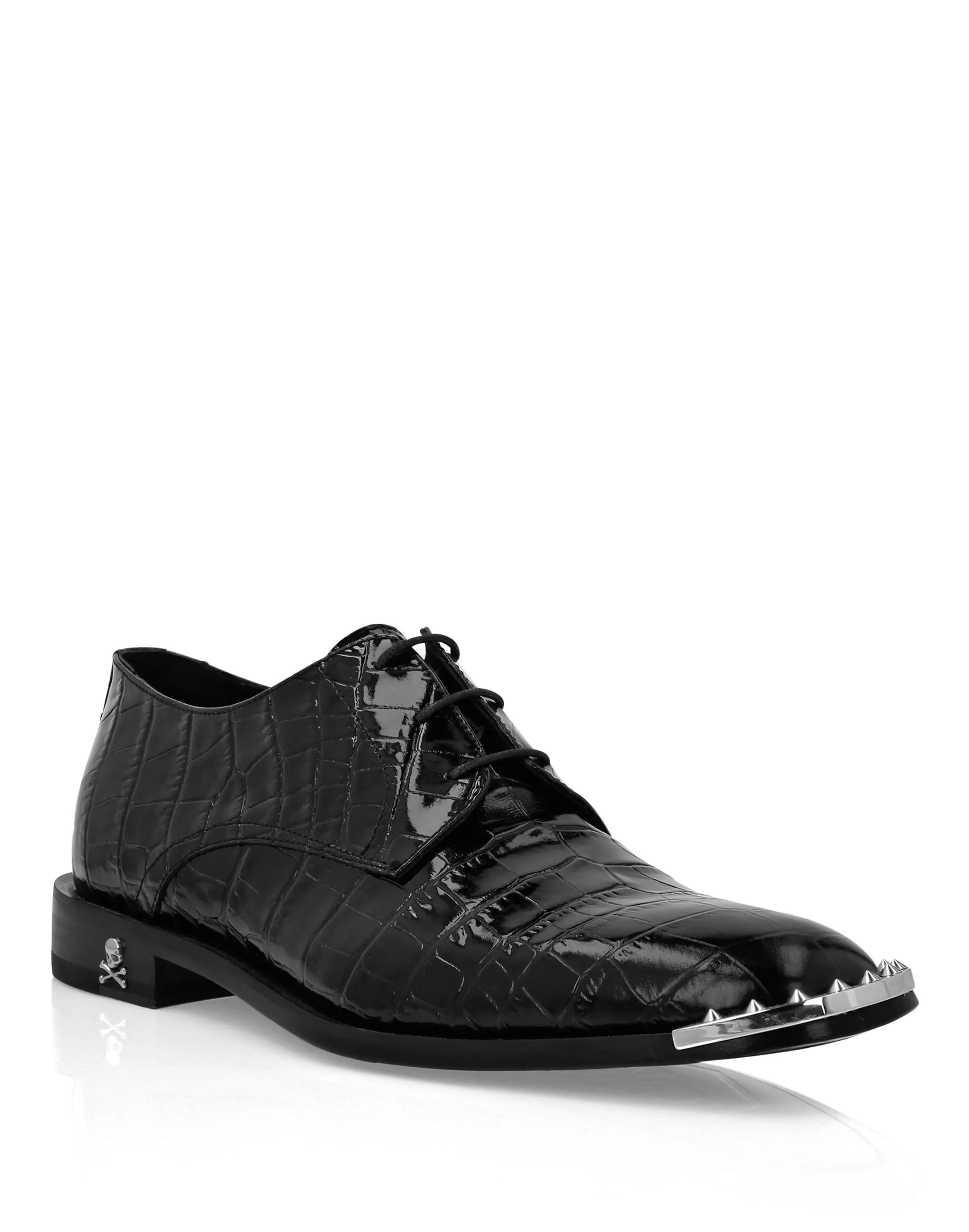 Croco Lace Up Shoes Skull&Bones