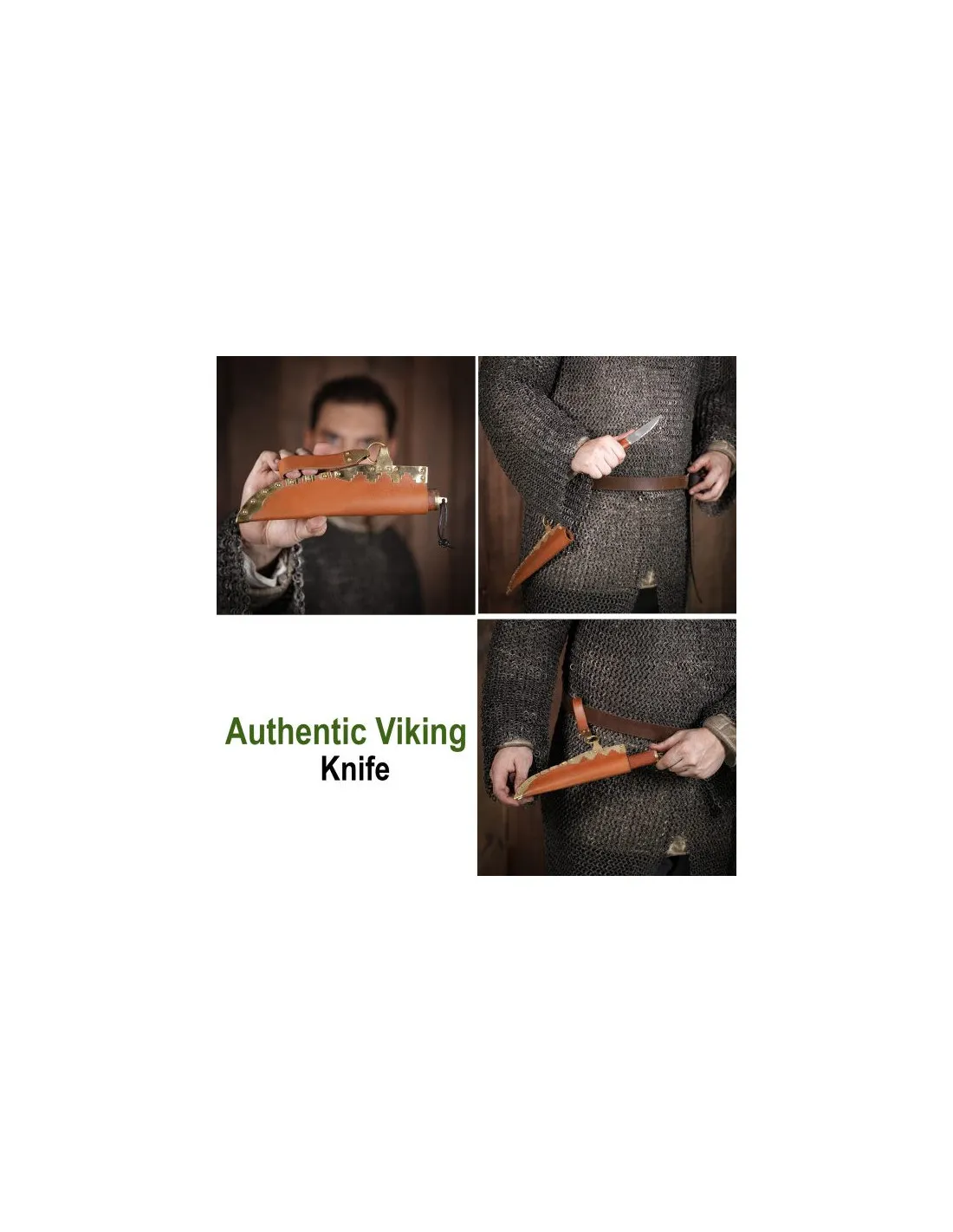 Cuchillo vikingo con funda de cuero genuino
