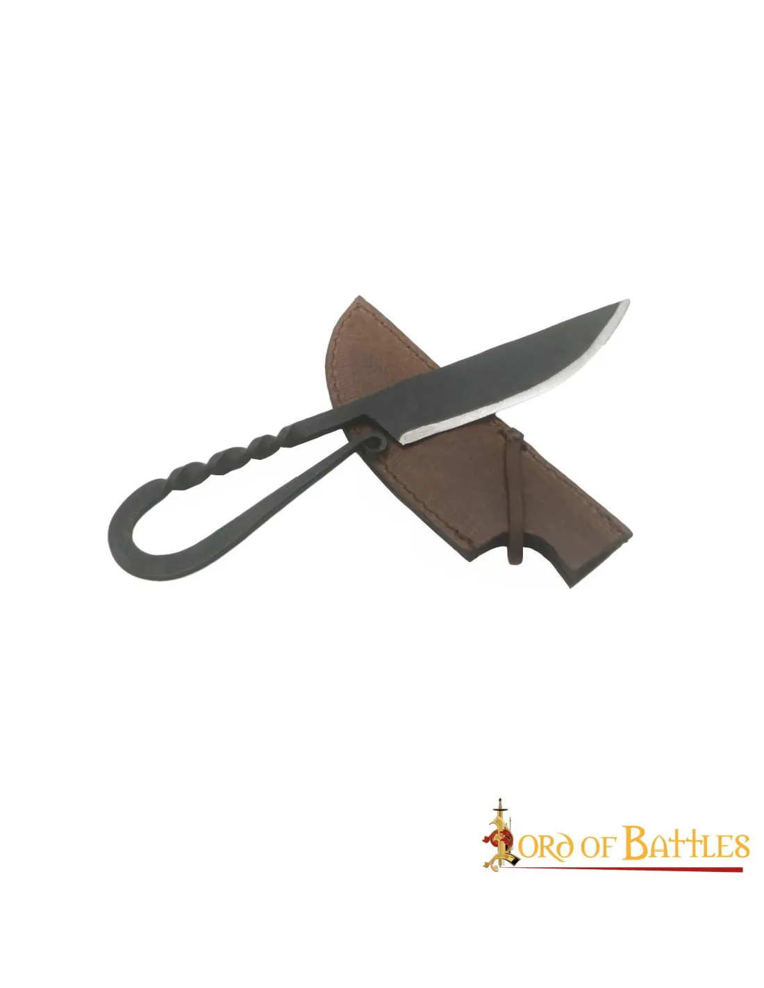 Cuchillo vikingo de hierro forjado con funda