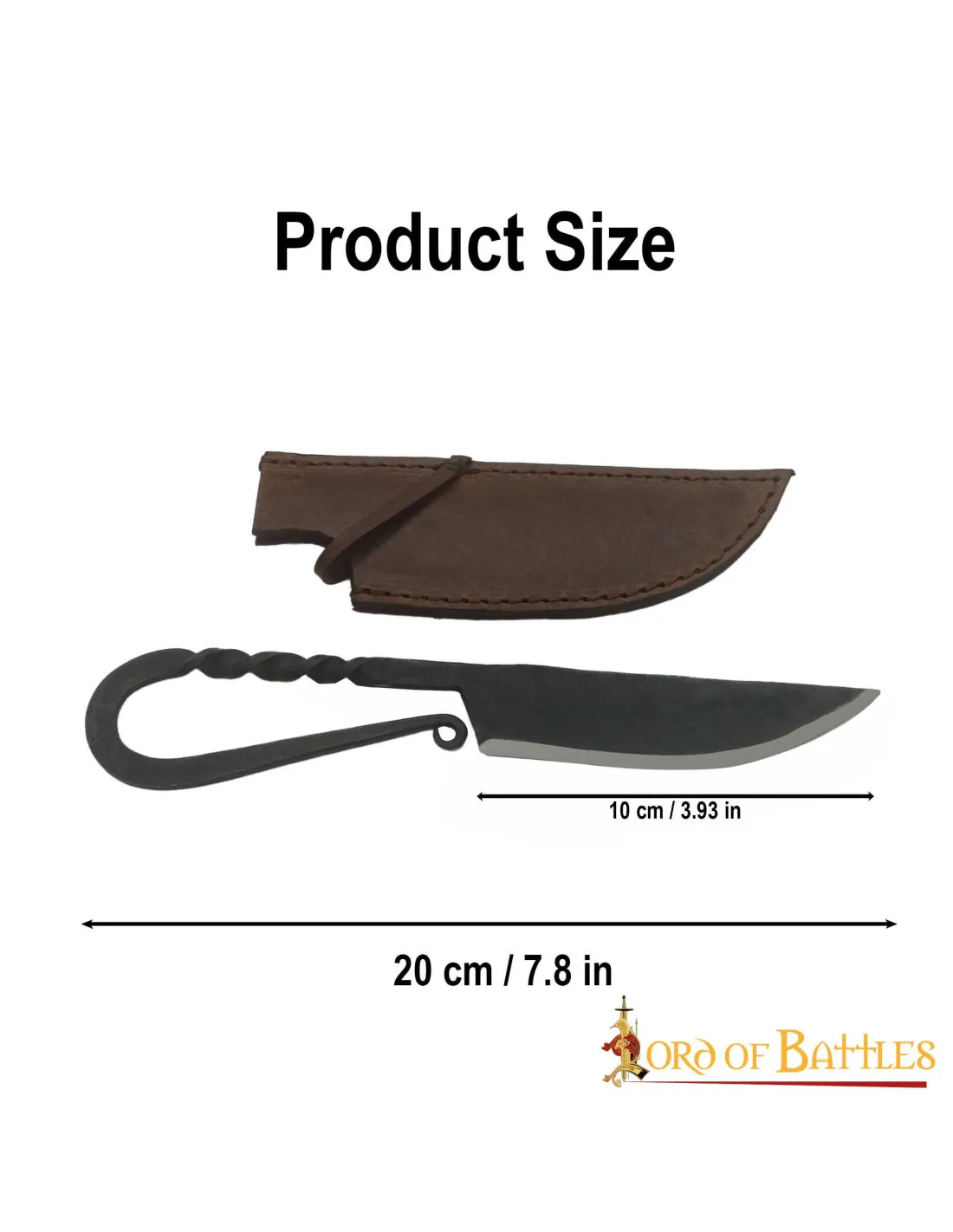 Cuchillo vikingo de hierro forjado con funda