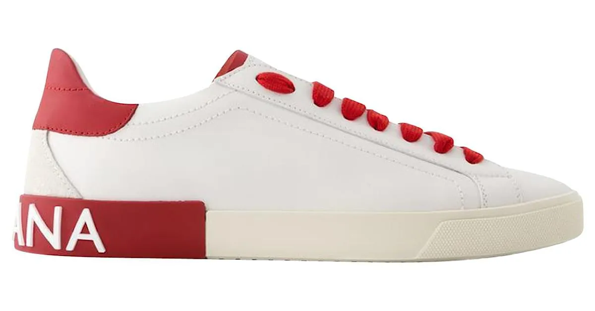 DOLCE & GABBANA ZAPATILLAS PORTOFINO  DOLCE&GABBANA  PIEL  BLANCO/ROJO 