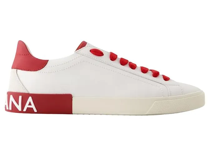 DOLCE & GABBANA ZAPATILLAS PORTOFINO  DOLCE&GABBANA  PIEL  BLANCO/ROJO 