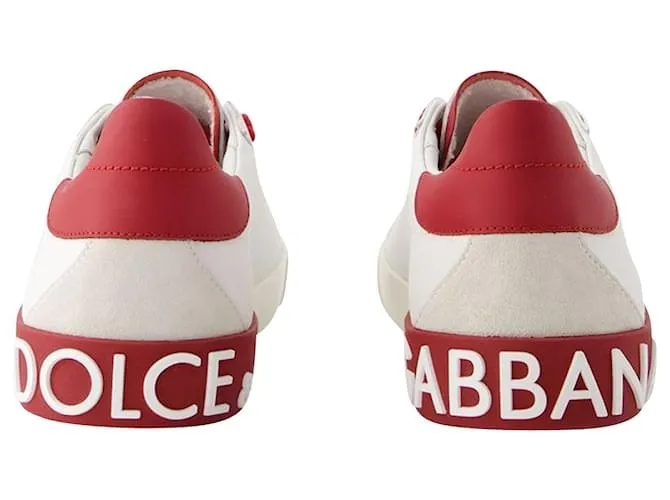 DOLCE & GABBANA ZAPATILLAS PORTOFINO  DOLCE&GABBANA  PIEL  BLANCO/ROJO 