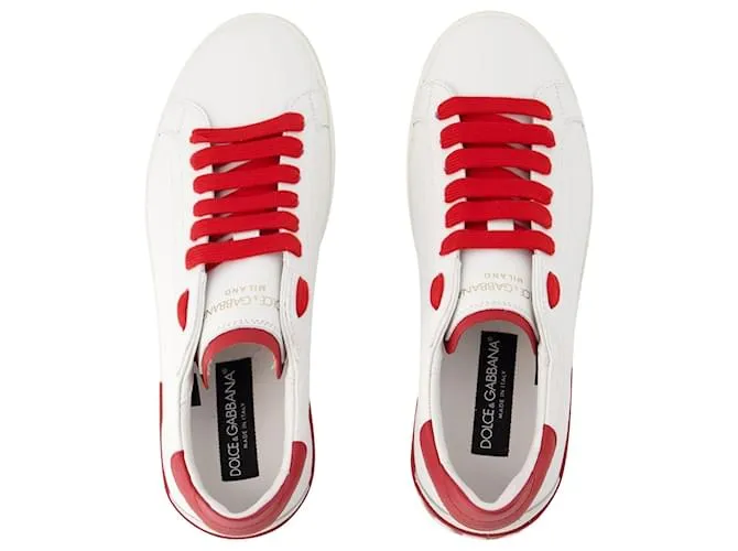 DOLCE & GABBANA ZAPATILLAS PORTOFINO  DOLCE&GABBANA  PIEL  BLANCO/ROJO 