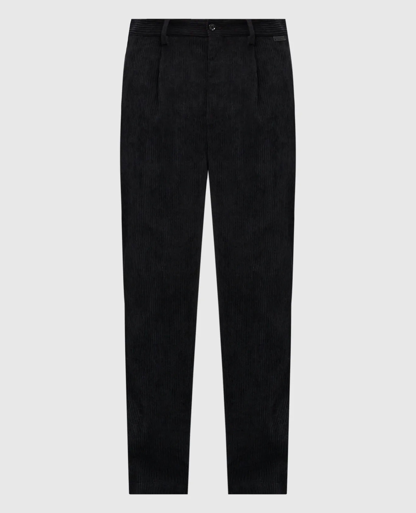Dolce&Gabbana Black corduroy pants with logo patch