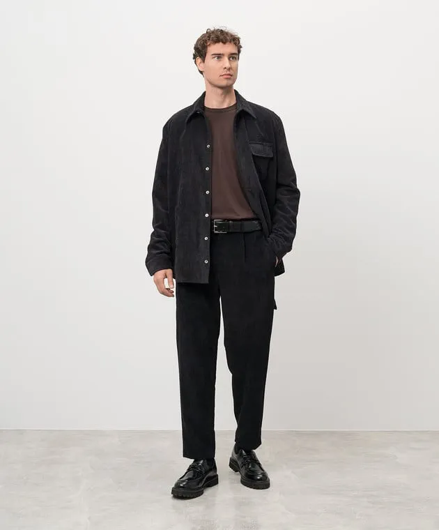 Dolce&Gabbana Black corduroy pants with logo patch