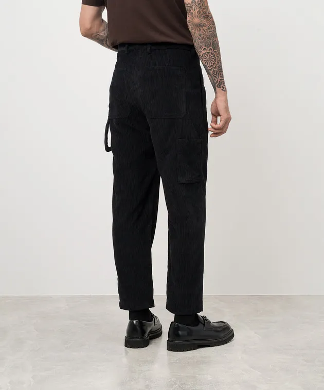 Dolce&Gabbana Black corduroy pants with logo patch