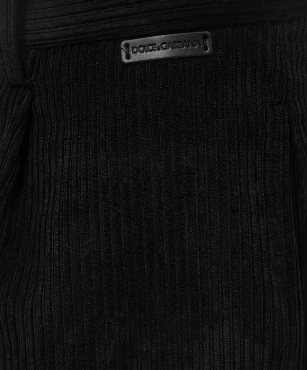 Dolce&Gabbana Black corduroy pants with logo patch