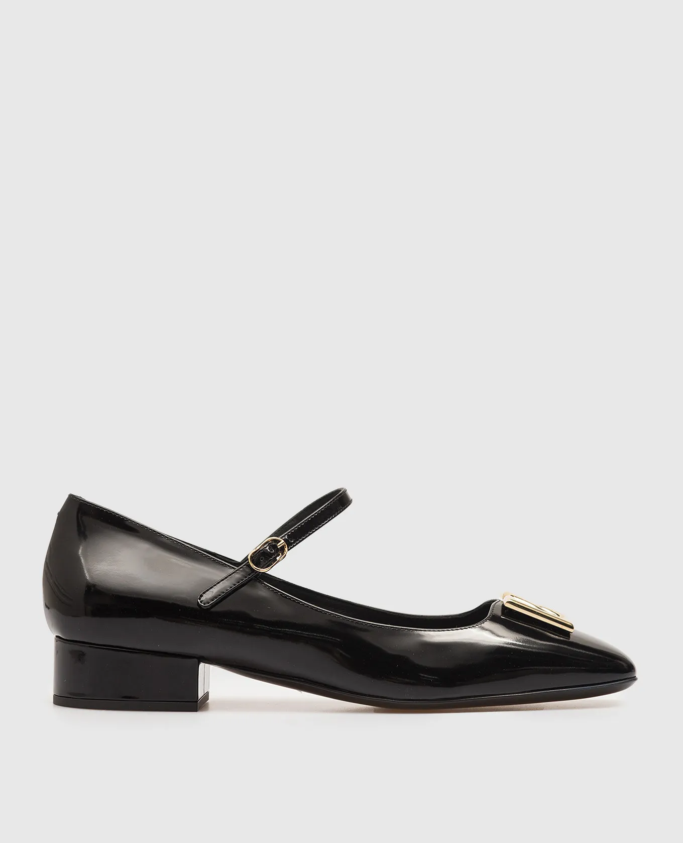 Dolce&Gabbana Black glossy leather shoes with metallic DG logo