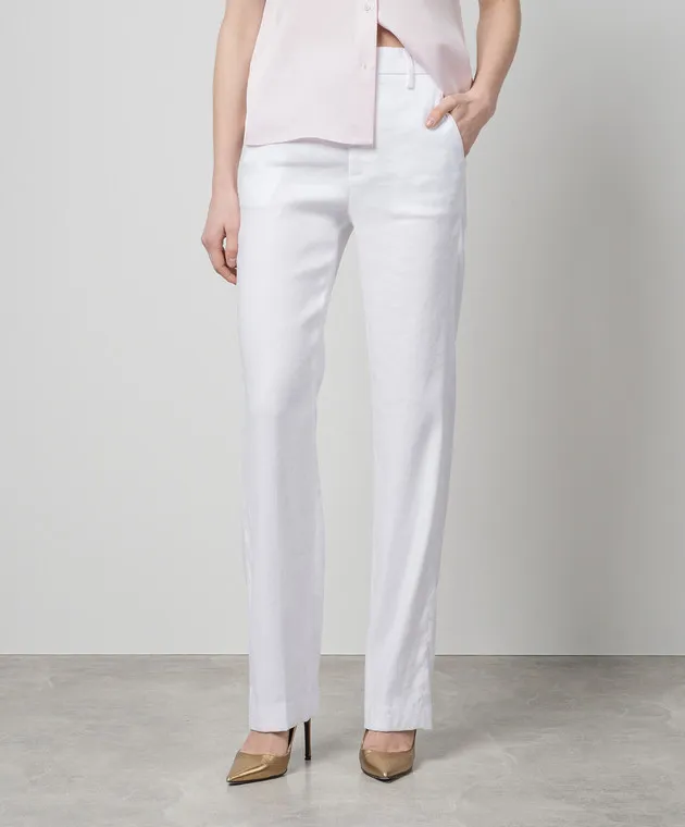 Dondup White Petty pants with linen