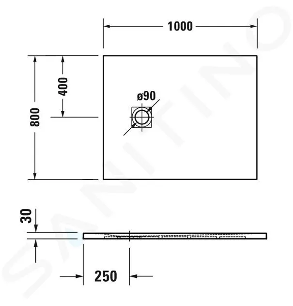 DURAVIT SUSTANO  PLATO DE DUCHA 100X80 CM, DURASOLID, GRIS OSCURO MATE 720273650000000
