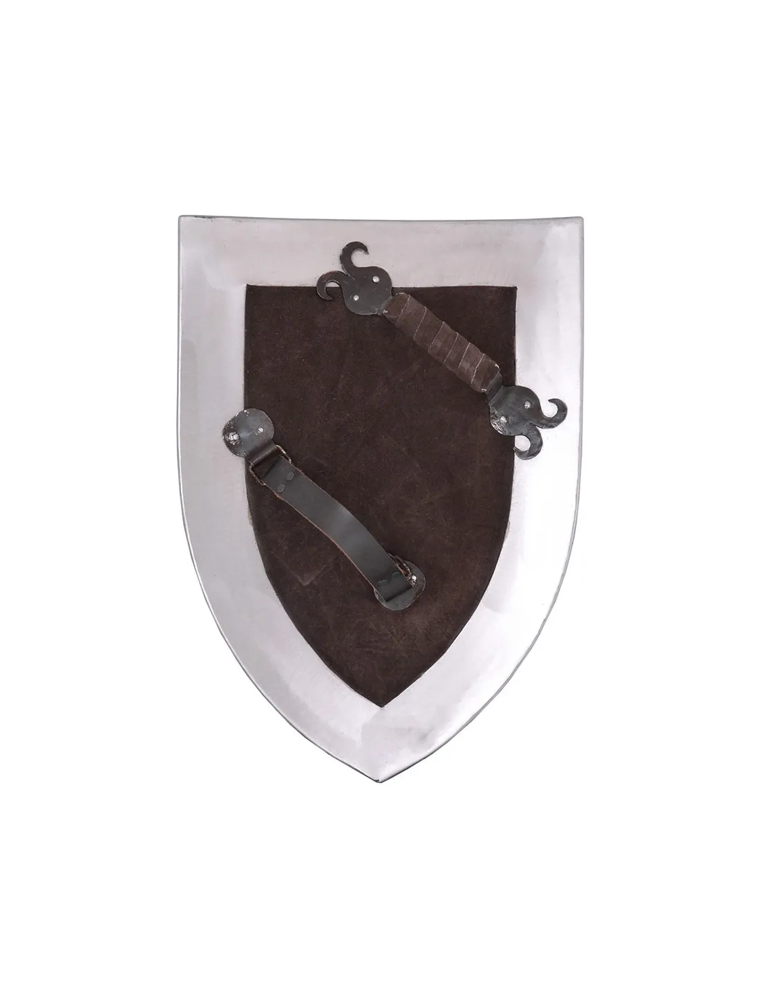 Escudo medieval funcional de metal con acolchado