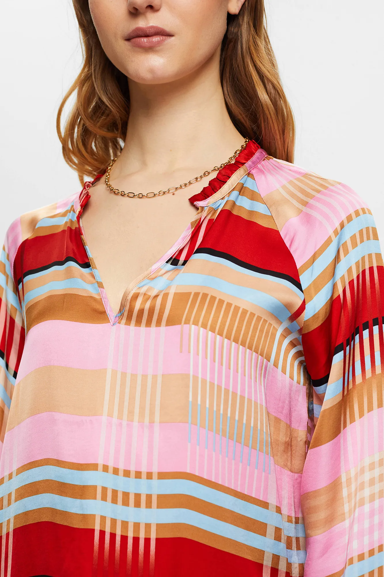 Esprit Blusa cuadros satinada viscosa