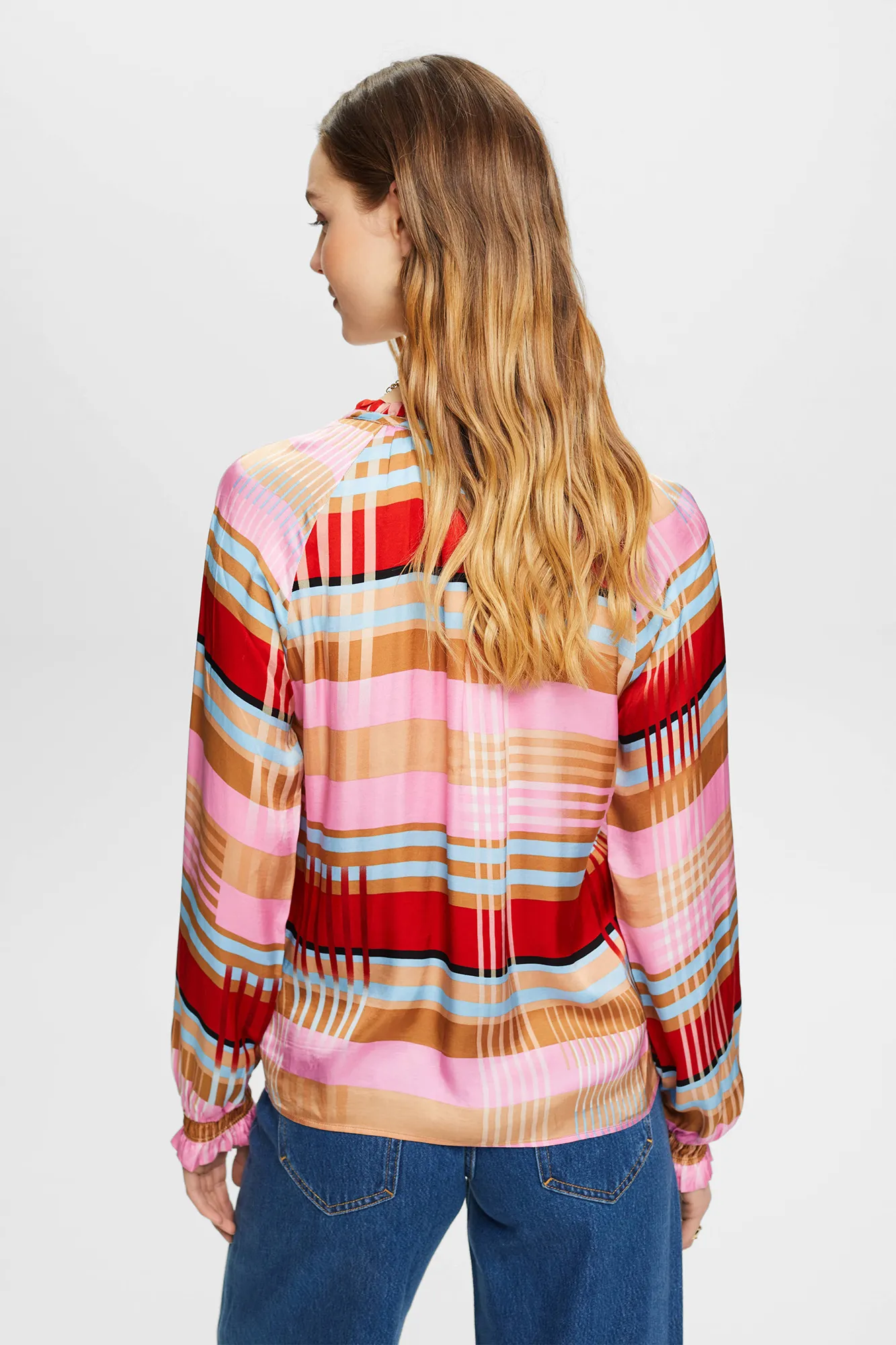 Esprit Blusa cuadros satinada viscosa