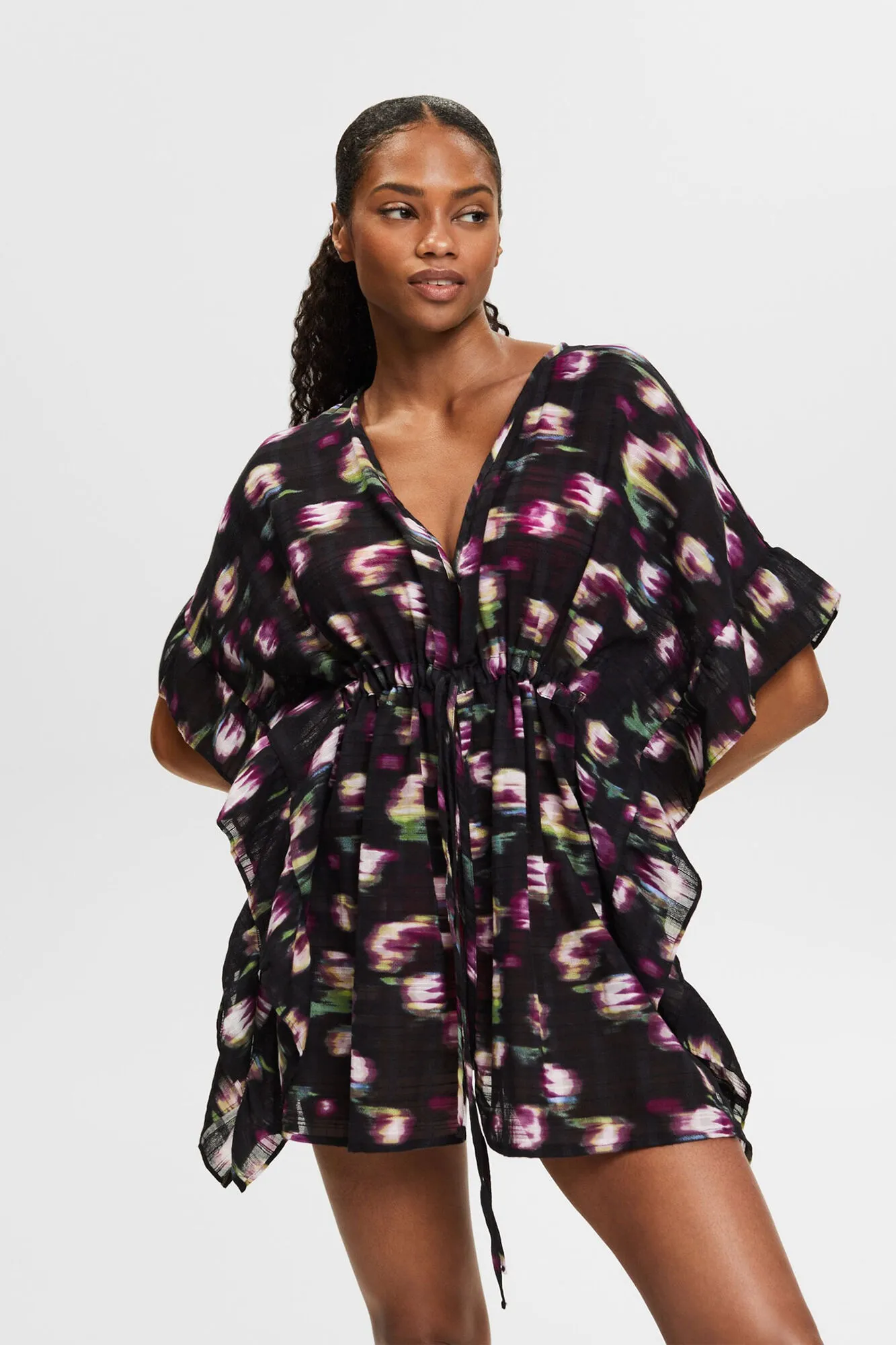 Esprit Caftán corto corte holgado estampado allover