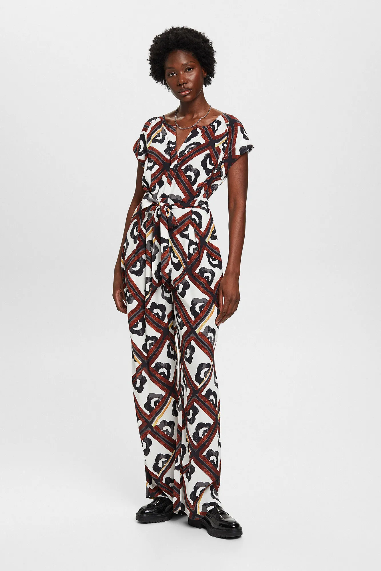 Esprit Mono estampado wide leg viscosa regular fit