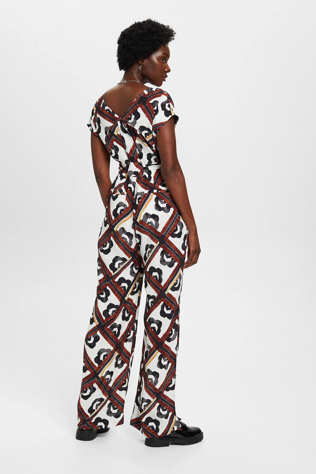 Esprit Mono estampado wide leg viscosa regular fit