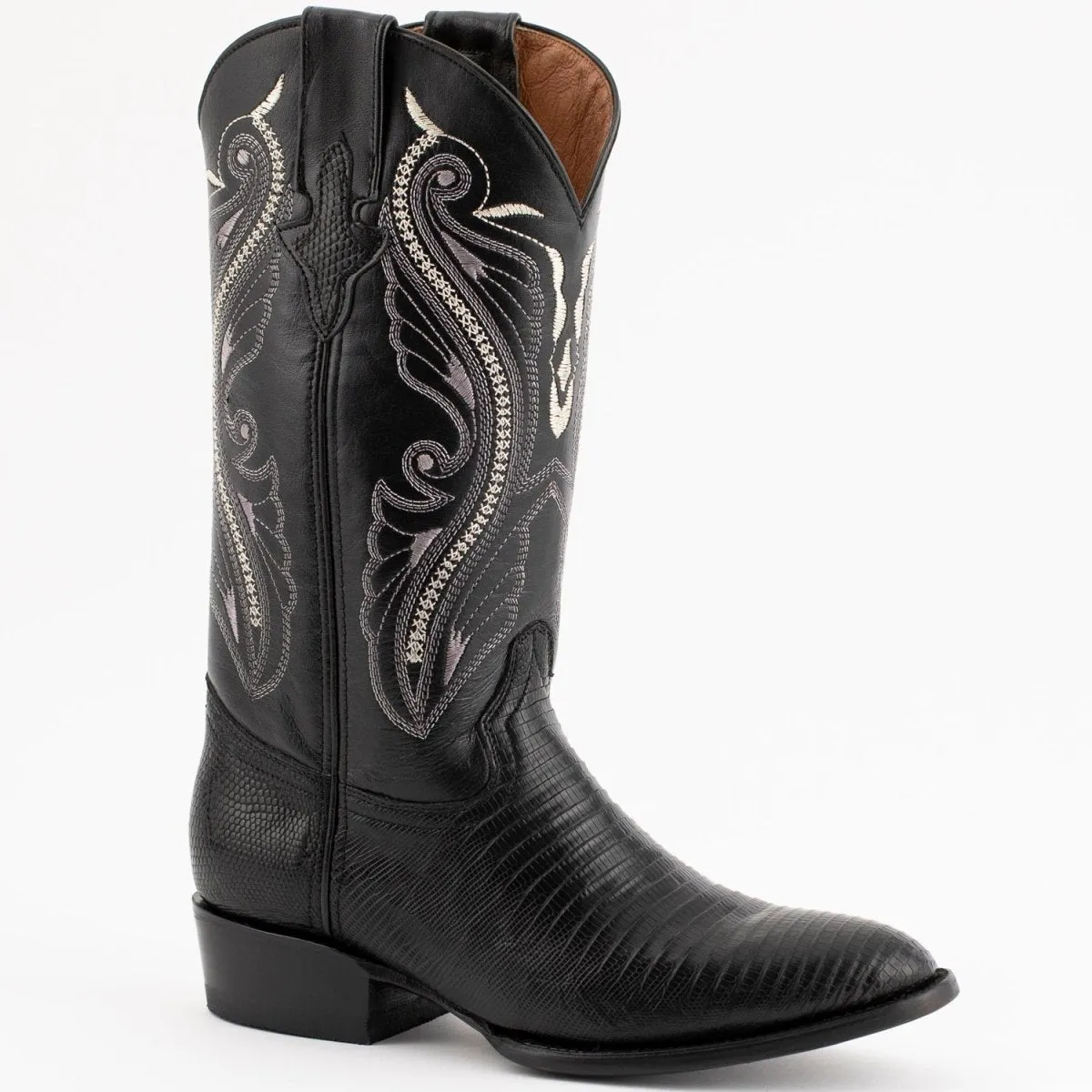FERRINI MEN'S TAYLOR LIZARD ROUND TOE HANDCRAFTED  BLACK 1111104