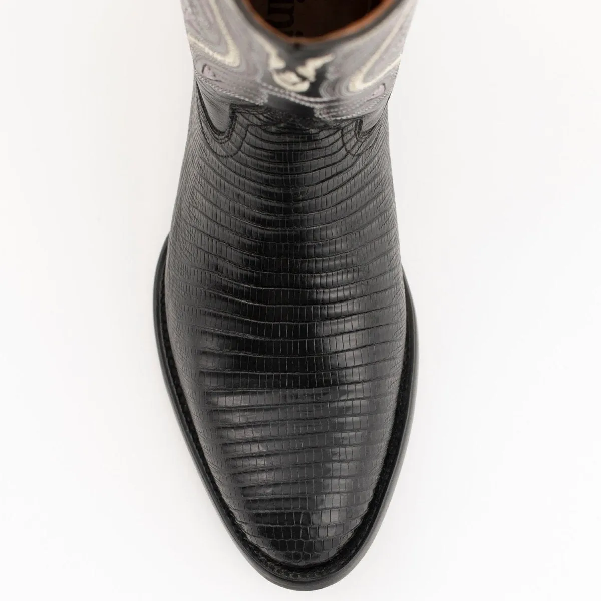 FERRINI MEN'S TAYLOR LIZARD ROUND TOE HANDCRAFTED  BLACK 1111104